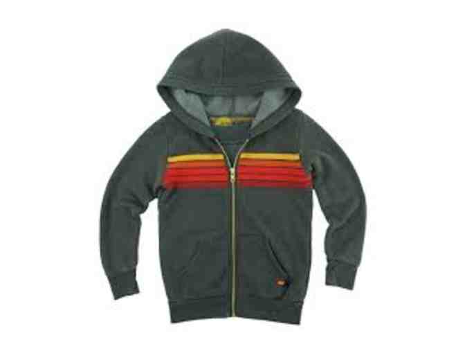 Aviator Nation 5 Stripes Kids Hoodie Sweatshirt in Charcoal - Size 6