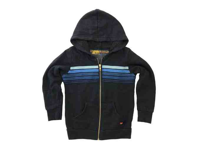Aviator Nation 5 Stripes Kids Hoodie Sweatshirt in Charcoal - Size 10