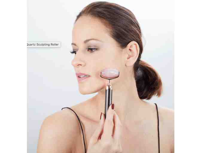 Angela Caglia Skin Care: Vibrating Rose Quartz Sculpting Roller, $195