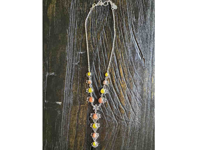 Hespera - Wisteria Lariat - Sunstone and Yellow Aventurine Necklace