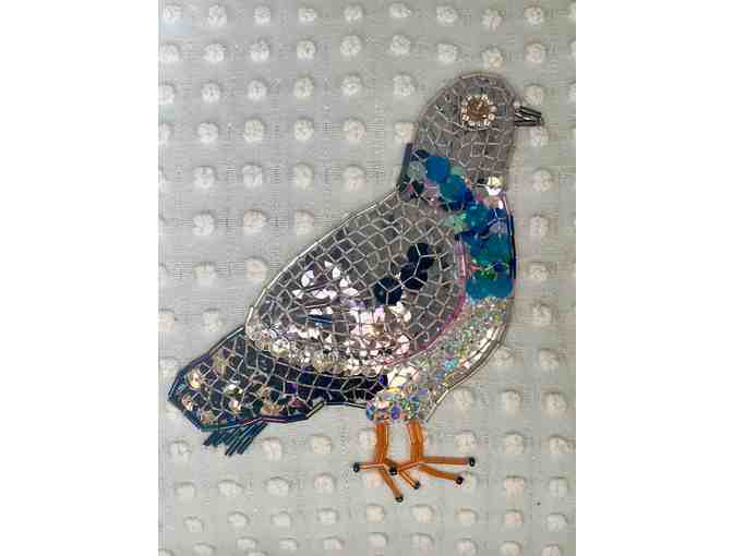 Decorative pigeon pillow in blue / green by NeonBetty - Photo 2