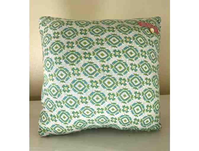 Decorative pigeon pillow in blue / green by NeonBetty - Photo 3