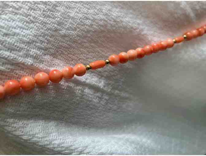 Vintage coral necklace with 14K gold clasp and gold beads