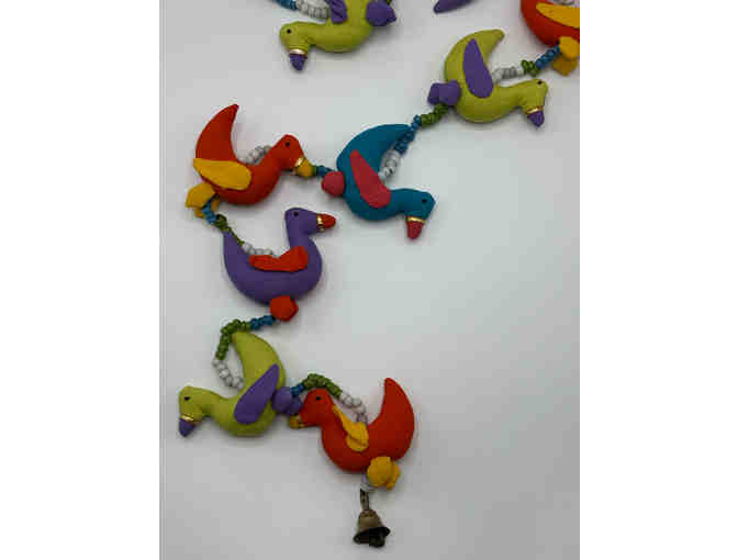 Decorative 'prosperity' hanging piece with birds, beads and bell - Photo 1