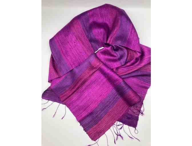 Hand Loomed Raw Silk Scarf from Northern Laos
