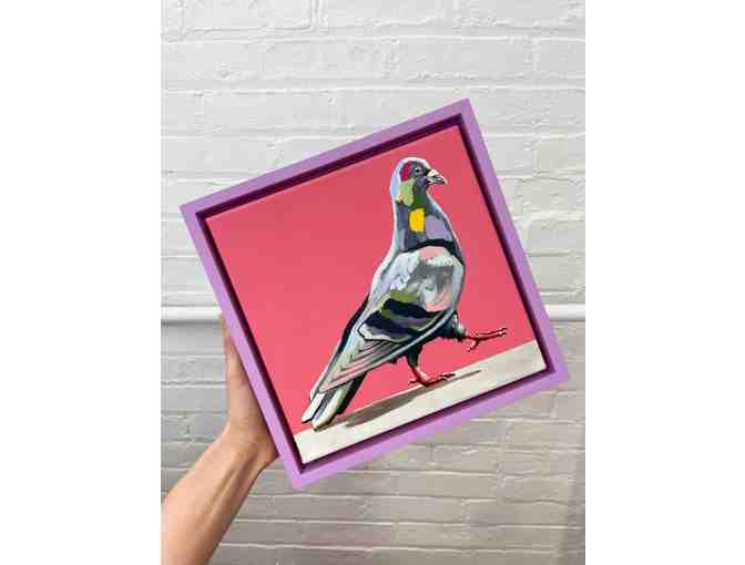 Canvas with frame oil painting of 'Leonard' the pigeon by Mckenna Van Koppen
