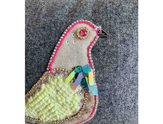 Pigeon Applique Pillow by Neon Betty