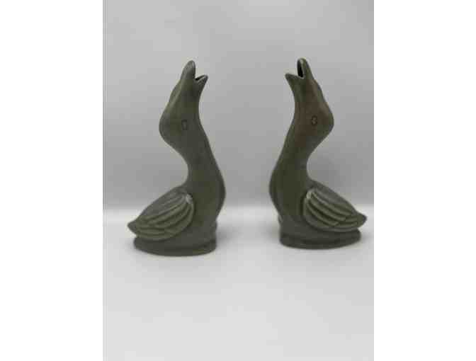 Celadon geese figurines (vases) - pair