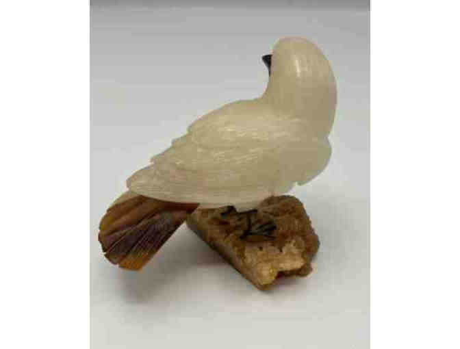 Hand-carved white onyx bird figurine
