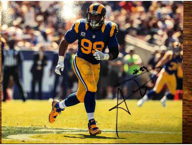 LA Rams: Football and Photo Autographed by Defensive Tackle Aaron Donald