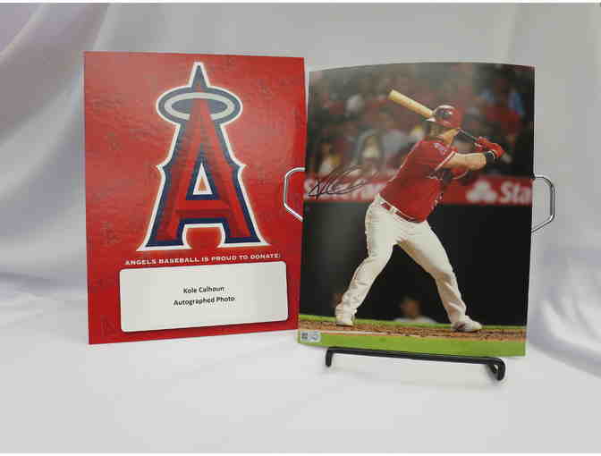 AUTOGRAPHED KOLE CALHOUN PHOTO FROM ANGELS BASEBALL