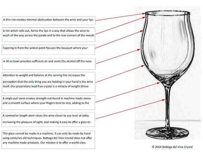 8 Bottega del Vino Crystal Wine Glasses