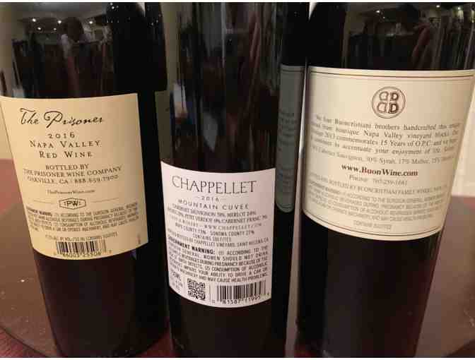 Red Wine Trio. 2016-The Prisoner, 2013-Buoncristiani O.P.C, & 2016 Chappellet