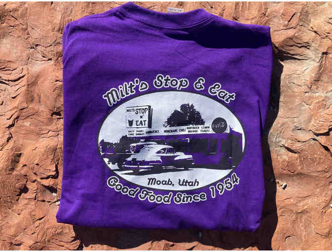 Milt's Stop and Eat - Unisex Extra Large Purple Cotton T-Shirt