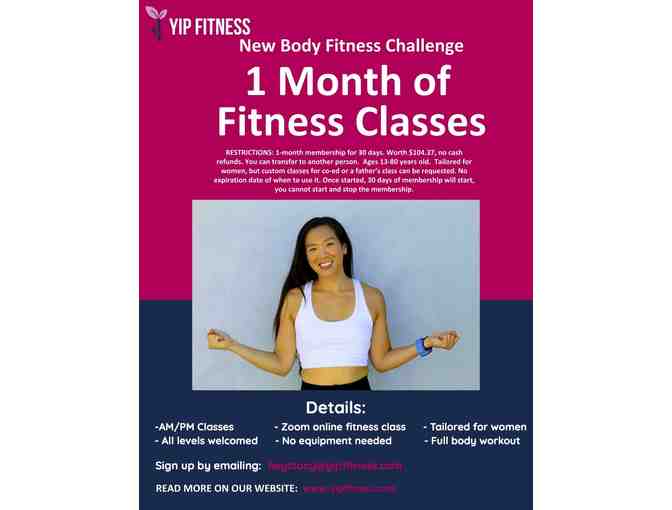 Fitness Classes with Stacy Yip-1Month Unlimited Classes on Zoom