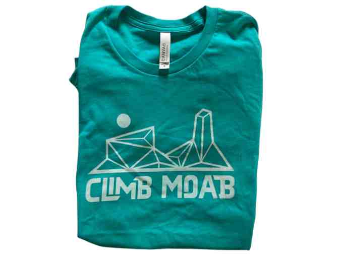 Climb Moab Gym - Teal T-Shirt, Size Medium