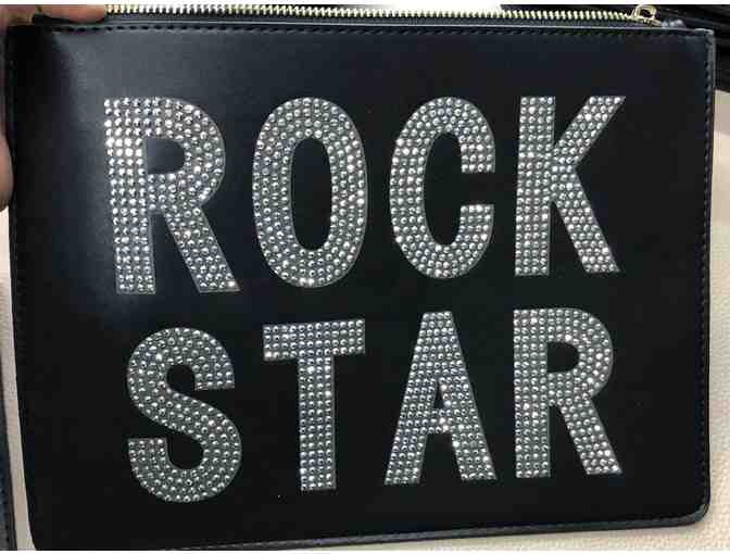 Black 'Live Love Rock' Tote and 'Rock Star' Clutch from Ah-Dorned Handbags!