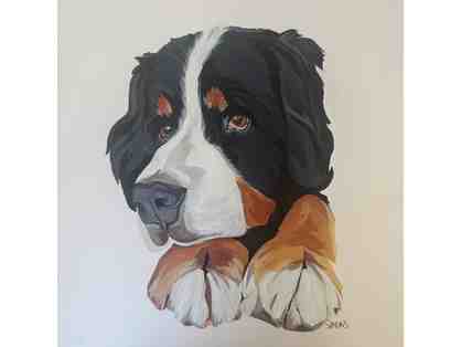 Bernese Mountain Dog fine art painting is 11x14 acrylic paint